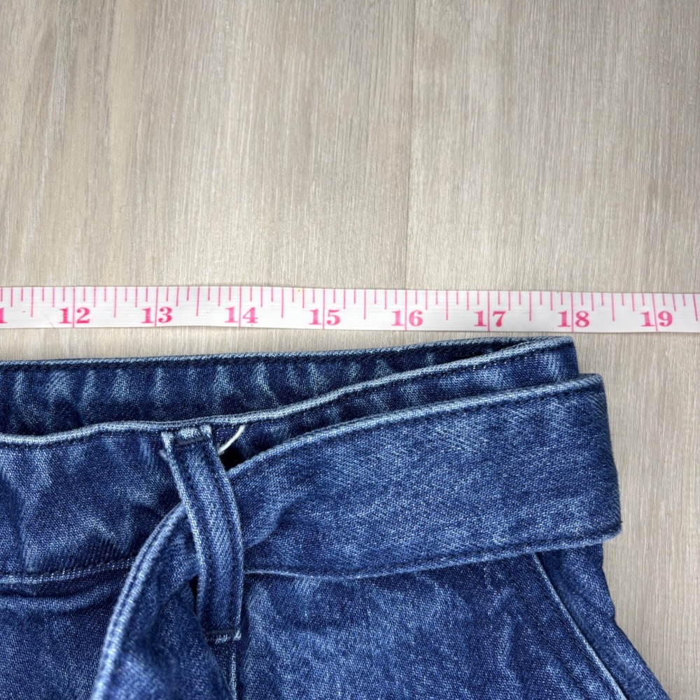 Abercrombie & Fitch High Rise Wide Leg Belted Pleated Jeans Dark Wash Denim 32 - Picture 4 of 9